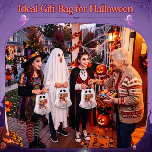Qinyoung 50 Pcs Halloween Ghost Gift Bags Plastic Candy Treat Bags - Image 5