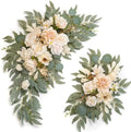 Faux Flower Swag Set of 2 for Wedding Welcome Signs Floral Swag Wedding Reception Ceremony Signs Decor (Champagne & Cream) by Piklado