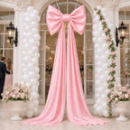 Giant Pink Bow with 100 Balloons Flower Vine for Wedding Backdrop by Unknown