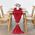 Pufogu 5 Pack 10Ft Red Chiffon Table Runner Sheer 29x120 Inch - Image 3