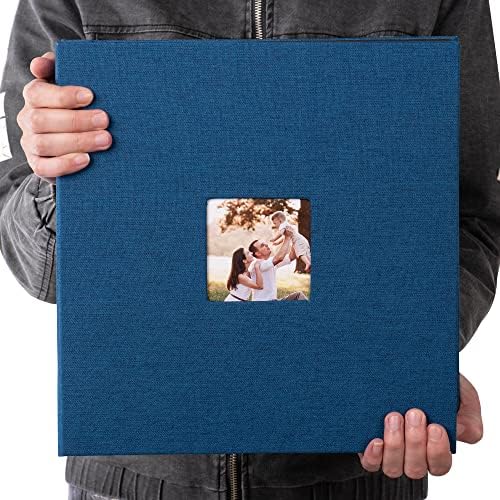 HoneyTolly Large Photo Album Self Adhesive, DIY Scrapbook Album for 600 Photos, 13"x12.6" 120 Pages Linen Cover Memory Book(Blue) - Image 7