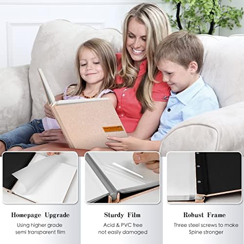Spbapr Large Photo Album Self Adhesive Magnetic Scrapbook,DIY Scrapbook Album for 4x6 5x7 8x10 Picture,40 Pages Linen Cover Memory Book for Wedding Family Baby Pets, with Metallic Pen and Scraping - Image 3