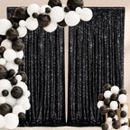 Black Backdrop Curtains 2 Pcs 5FTx10FT Sequin Party Curtains Seamless Background for Parties Halloween Decoration - Image 5