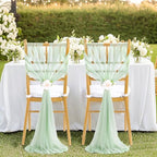 Sage Green Wedding Chair Sashes: 48 Packs 8ft Long Sheer Draping Fabric - Wedding Outdoor Church Chair Aisle Decor - Image 5
