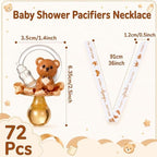 Coume 72 Pcs Baby Shower Pacifiers Necklace Cute Bear Bottle Acrylic Pacifiers Necklaces for Baby Shower Games Guests Gender Reveal Party Favors Prize Decorations DIY (White,Brown,Elegant) - Image 3