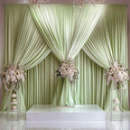 ESGOTBME 10x10ft Wrinkle Free Sage Green Backdrop Curtain for Parties Soft Fabric Drapes Wedding Curtain Backdrop for Birthday Party Decorations Background for Photography 5x10ft, 2 Panels - Image 7
