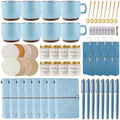 Baby Shower Prizes for Game Winners Baby Shower Games Prizes Ceramic Mugs with Metal Spoons Woven Coasters Notebooks Scented Candles Gift Bags Wedding Bridal Shower Favors for Guests (8, Blue) by WishFond