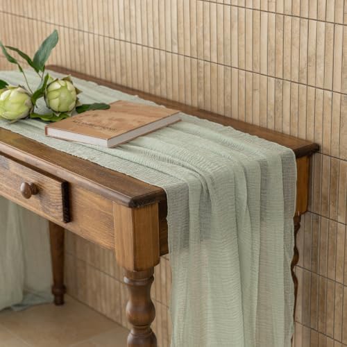 10Pcs Sage Green Cheesecloth Table Runner 120 Inches for Party Home Decor - Image 6