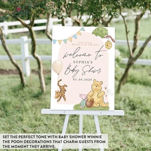 Andaz Press Personalized Classic Bear Baby Shower Decorations, “Our Little Honey Is on the Way” Custom Baby Shower Welcome Sign Decor, Vintage Classic Bear Decorations - Image 6