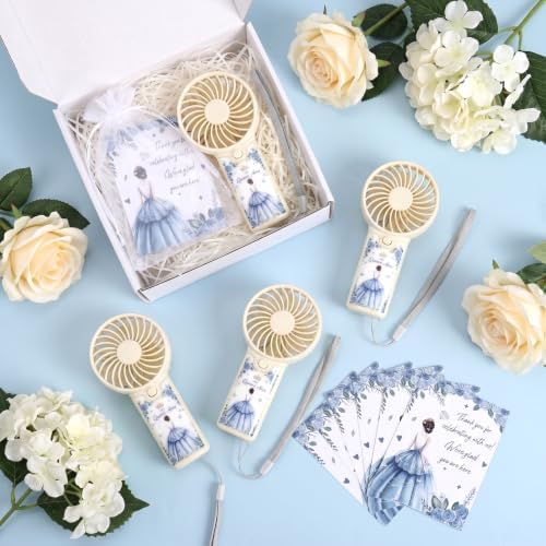 50pcs Blue Quinceanera Mini Handheld Fans for Sweet 15 Birthday Party Favor - Image 2