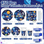 450 Pcs Tableware Set, Serve 50, Dark Blue, Space Birthday - Image 2