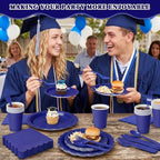 Vyntra 350 Pcs Navy Blue Paper Plates and Napkins Party Supplies - Image 7