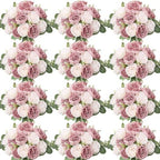 12 Bundles Peonies Artificial Flowers Bulk, Dusty Pink Light Pink by Nagobi