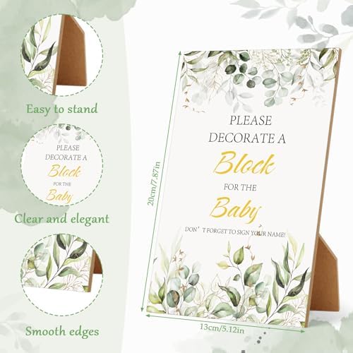 119 Pcs Baby Shower Game – 64 White Wooden Cubes to Decorate, Storage Box, 48 Acrylic Markers, 5 stencil templates & Instruction Sign - Image 3