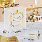 Acrylic Wedding Card Box with Lock String Light Frosted Large Card Box for Wedding Letter Box Envelope Box Acrylic Gift Card Box Money Box for Party Birthday Reception - Image 2