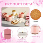 Baby Shower Prizes for Game Winners Baby Shower Games Prizes Ceramic Mugs with Metal Spoons Woven Coasters Notebooks Scented Candles Gift Bags Wedding Bridal Shower Favors for Guests (6, Pink) - Image 5