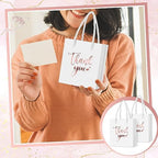 Honoson 60 Pcs Mini Thank You Gift Bag with Handle Bulk,Rose Gold and White - Image 5