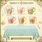 Yungyan 289 Pcs 72 Set Floral Tea Party Supplies, Tea Party Plates and Napkins Set with Tablecloth, Disposable Handle Teacups and Saucers for Birthday Wedding Bridal Shower Decorations(Classic Style) - Image 3