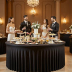 4 Pack Black Round Spandex Tablecloths, 5FT/60In Fitted Stretchy Table Cloth with Skirt, Washable Wrinkle Free Table Cover for Wedding Party Dining Banquet Events - Image 6
