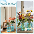6 Pack Mason Jar Vases for Centerpieces, Aqua Blue Glass Flower Vase - Image 7
