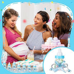 80 Pcs 3.5 Inch Baby Mini Milk Bottle Baby Shower Favor with Small Plastic Bear Candy Bottle with Ribbon for Boy Girl Newborn Baptism Party Decor (Blue) - Image 5