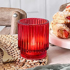 Kate Aspen 24PCS Vintage Ribbed Red Glass Tealight & Votive Candle Holders, Fall Decor, Boho Decor, Shelf Decoration for Wedding, Bachelorette, Bridal Shower & Anniversary - Image 3