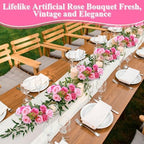 Zeyune 8 Pack 12 Inch Artificial Rose Bouquet, Mixed Pink - Image 3