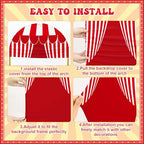 6 FT Carnival Circus Theme Arch Backdrop Cover Circus Tent Red White Stripe - Image 4