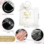 Fulmoon 50 Pcs Clear Thank You Gift PVC Bags with Handles, Transparent - Image 2