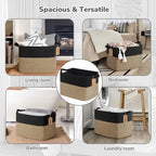 Goodpick 50L Large Woven Storage Basket for Organizing, Black & Jute - Image 5