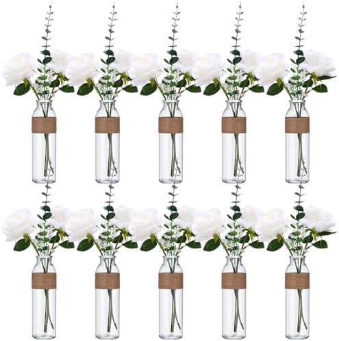 Qinyoung 10 Set Clear Glass Vase with Flowers Centerpiece for Bridal Shower - Image 4