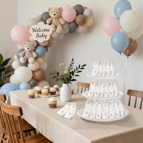 60 Sets Baby Shower Gifts Pens in Bulk for Guests Blue Bear Party Favors Retractable Ballpoint Pen with Bookmarks Black Ink Gender Reveal Souvenirs Prizes Gifts Supplies - Image 6