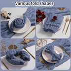LZY 60 Pack Gauze Cheesecloth Napkins 20x20 Inch Dinner Cloth Napkins, Soft Boho Table Napkins Rustic Wrinkled Cheese Cloth Napkins Bulk for Wedding Party Baby Shower Event Decor (Dusty Blue) - Image 5