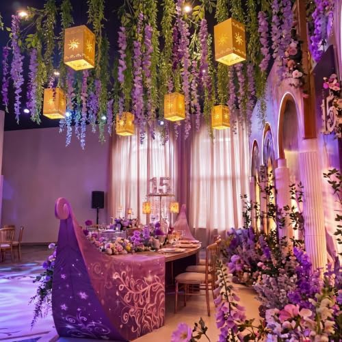 Yinder 33 Pcs Purple Princess Party Decor Princess Sun Ceiling Decor - Image 5