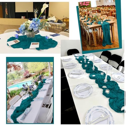 24 Pack Teal Table Runner 10Ft Cheesecloth Table Runner Rustic Gauze Table Runner Romantic Long Sheer Fabric Cheese Cloth Table Runner for Wedding Party Bridal Baby Shower - Image 6