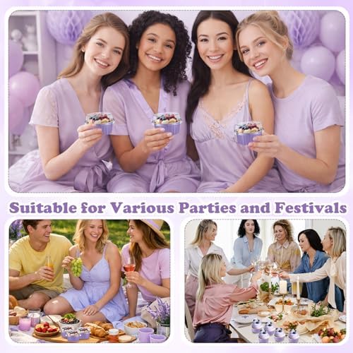 200 Pack Aluminum Cupcake Liners with Lids,Taro Purple,Plain - Image 6