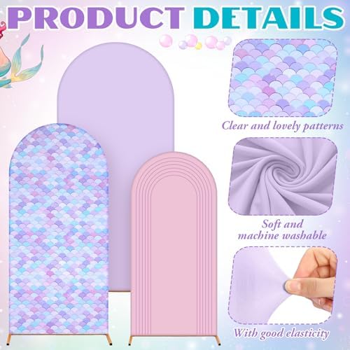 Foilswirl 34 Pcs Mermaid Decor Set 4ft 5ft 6ft Mermaid Arch Backdrop Cover - Image 4