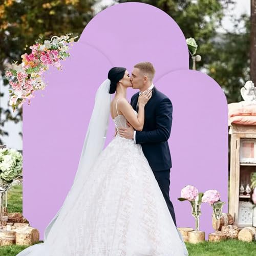 7.2ft 6.6ft 6ft Arch Covers Lavender Wedding Arch Cover Set of 3 Balloon Arch Spandex Cover Purple Arch Backdrop Cover Round Top Chiara Backdrop Cover for Happy Birthday Party Arch Decoration - Image 2