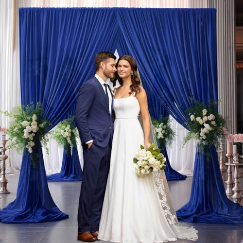 10 x 10 Feet Blue Backdrop Curtain for Partie, Background Curtains for Photoshoot, Birthday, Wedding, Halloween, Thanksgiving, Christmas Day, New Year Party Decorations 5Ft x 10Ft, 2 Panels - Image 6