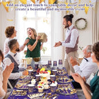 Funnymoom 452 Pcs Retirement Party Decorations Supplies Women Set Include Purple and Gold Retirement Paper Plates Napkins Cups Tablecloth Cutlery Straws for Men Women Say Goodbye Party - Image 6