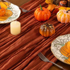 Terracotta Cheesecloth Table Runner Boho Gauze Fall Table Runners - Image 5