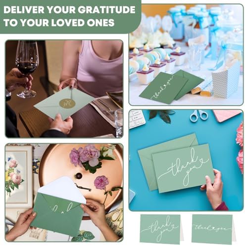 Supervitae 240 Pack Thank You Cards with Envelopes 3.5 x 5, Green Tones - Image 6