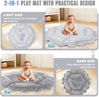 5-in-1 Baby Gym Play Mat with Cartoon Pattern, Extra Thick Plush Tummy Time Activity Gym with Hanging Toys, Sensory Development & Motor Skills Training Floor Mat, Elephant - Image 4