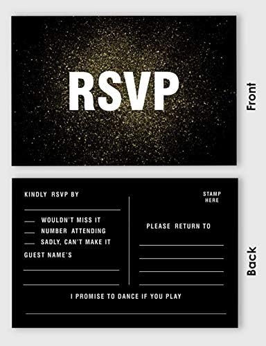 50 Blank RSVP Cards,RSVP Postcards No Envelopes Needed,Gold Confetti Print Response Card,RSVP for Wedding,Baby Shower,Bridal Shower - Image 4