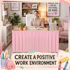 Tudomro Teacher Desk Skirt Table, Tassel, 6ft, Pink - Image 5