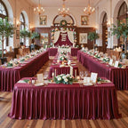 6 Packs Burgundy Satin Tablecloths Rectangle 6FT, Glitter Spandex Fitted Stretch Table Covers Wrinkle-Free Floor Length Shimmer Table Skirt for Weddings Parties Baby Shower Banquets Vendor Events - Image 2