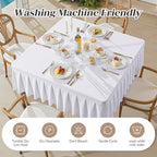 2 Pack White Spandex Tablecloths for 48x48 Inch Square Tables, Stretch Fitted Table Clothes with Pleated Ruffle Skirt for 48” Table, Wrinkle Free and Elastic, for Party Kitchen Home Dining Outdoor - Image 6