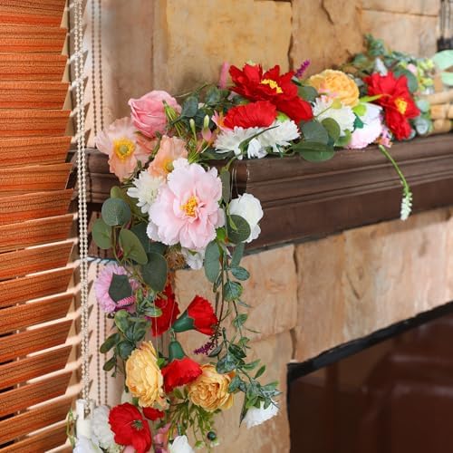 6 Pcs 35.6 ft Hanging Flower Artificial Wildflower Garlands Floral Vines - Image 5