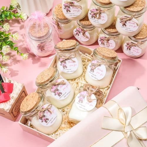 Threlaco 20 Pcs Bear Baby Shower Favor Candle Glass Jar - Image 4