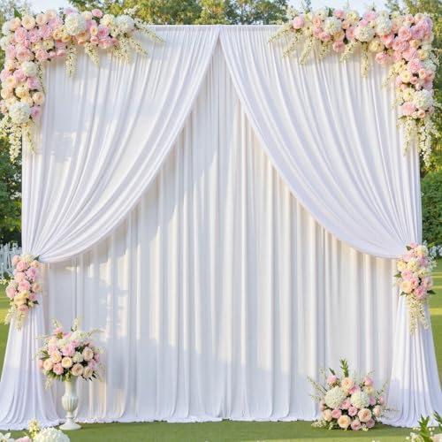 10 Panels 5x14ft White Backdrop Curtains for Parties, Wrinkle Free Polyester White Photo Backdrop Drapes 14 ft Long Back Drop Cloth for Wedding Birthday Photography Background Party - Image 7